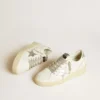 Damen-Sneaker „Ball Star“ mit silbernem Lederstern und silberner Glitzer-Fersenlasche