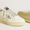 Damen-Sneaker „Ball Star“ mit silbernem Lederstern und silberner Glitzer-Fersenlasche