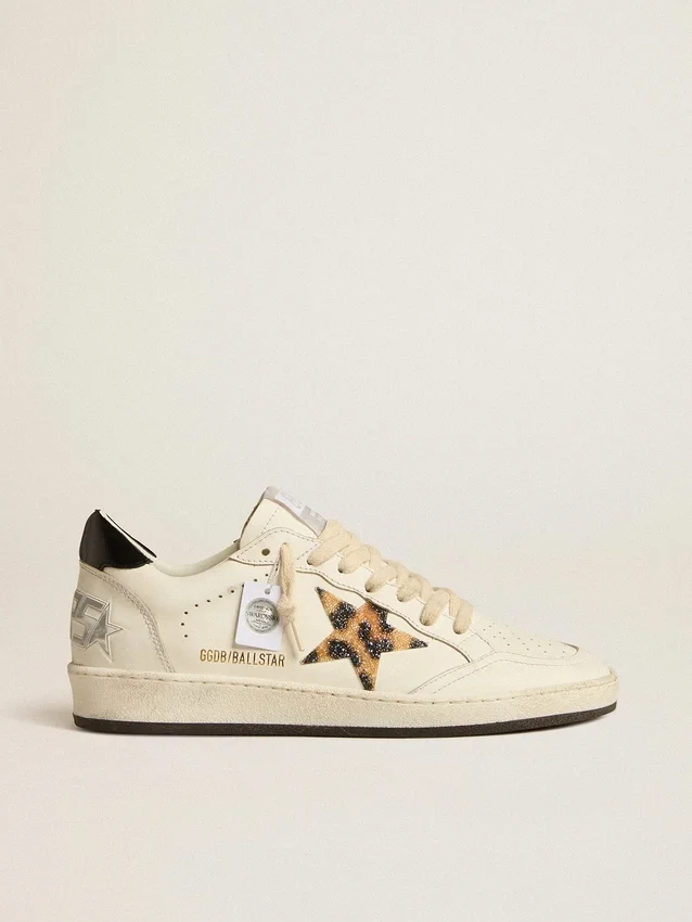Damen-Sneaker „Ball Star“ mit Stern im Leopardenmuster, verziert mit Swarovski-Kristallen