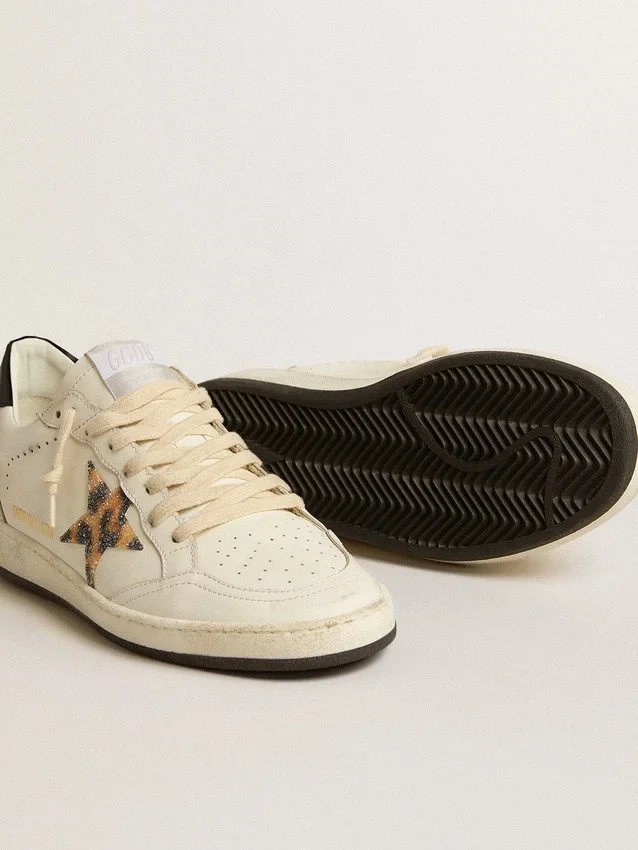Damen-Sneaker „Ball Star“ mit Stern im Leopardenmuster, verziert mit Swarovski-Kristallen
