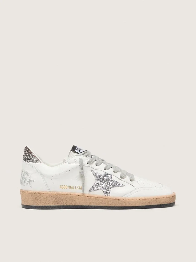 Damen-Sneaker „Ball Star Wishes“ aus Nappaleder mit Glitzerstern und Fersenlasche