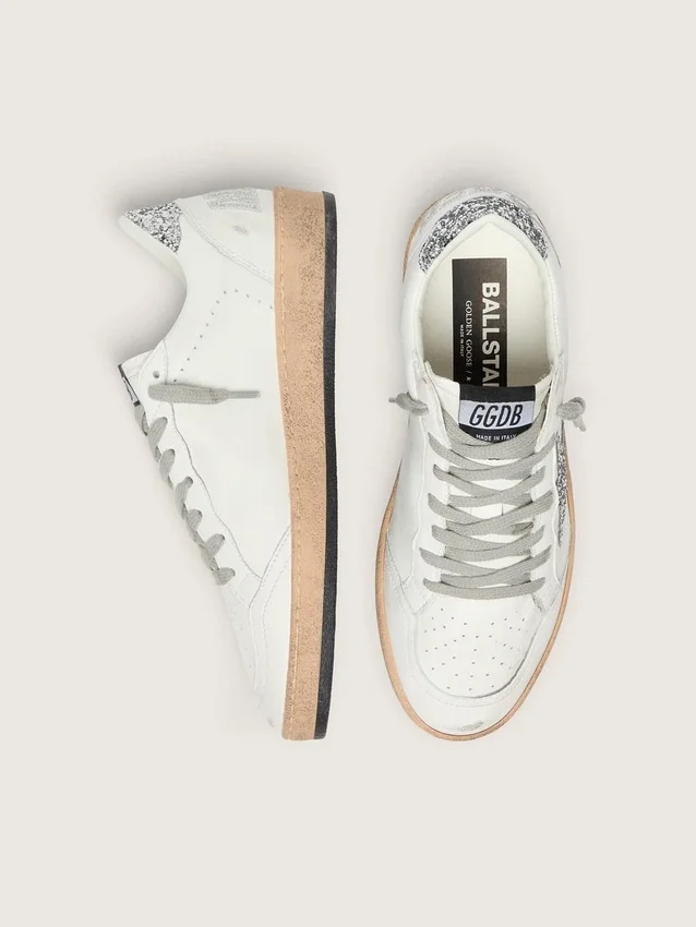 Damen-Sneaker „Ball Star Wishes“ aus Nappaleder mit Glitzerstern und Fersenlasche