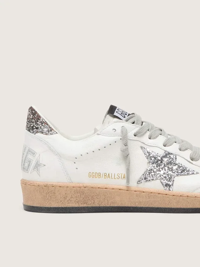 Damen-Sneaker „Ball Star Wishes“ aus Nappaleder mit Glitzerstern und Fersenlasche