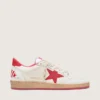 Herren-Sneaker „Ball Star Wishes“ aus weißem Leder mit rotem Stern und Fersenlasche
