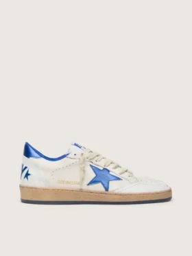 Damen-Sneaker „Ball Star Wishes“ aus weißem Nappaleder mit leuchtend blauem Stern und Fersenlasche