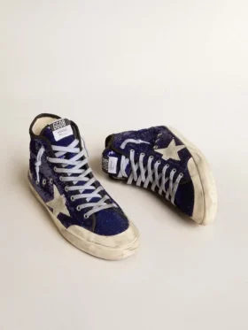 Damen-Sneaker „Francy Penstar“ in leuchtend blauen Pailletten mit eisgrauem Stern aus Wildleder