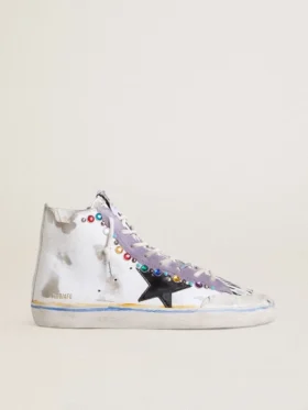 Damen-Sneaker „Francy Penstar LAB“ mit schwarzem Lederstern und mehrfarbigen Nieten