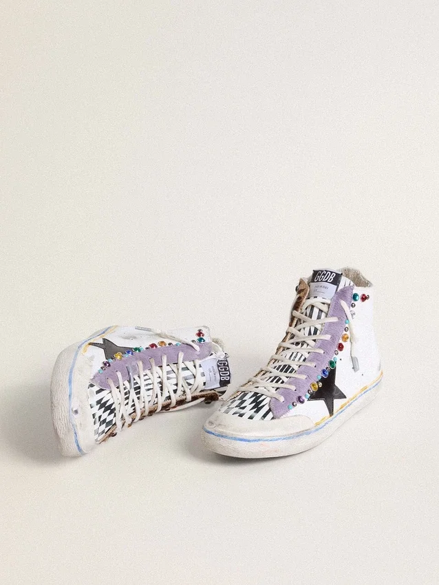 Damen-Sneaker „Francy Penstar LAB“ mit schwarzem Lederstern und mehrfarbigen Nieten