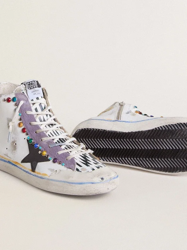 Damen-Sneaker „Francy Penstar LAB“ mit schwarzem Lederstern und mehrfarbigen Nieten