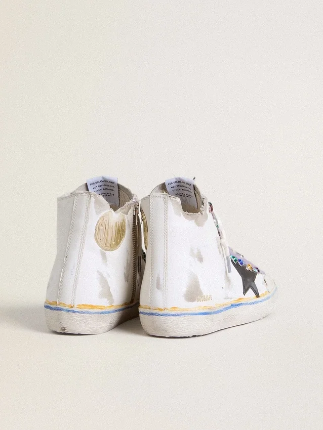 Damen-Sneaker „Francy Penstar LAB“ mit schwarzem Lederstern und mehrfarbigen Nieten
