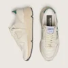 Damen-Sneaker „Running Sole“ aus cremefarbenem Nylon und Leder mit grünem Lederstern