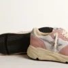 Damen-Sneaker „Running Sole“ aus grauem Mesh und Wildleder mit silbernem Glitzerstern