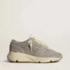 Damen-Sneaker „Running Sole“ aus grauem Wildleder mit grauem Wildlederstern und Fersenlasche