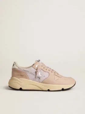 Damen-Sneaker „Running Sole“ aus Mesh und Nubuk mit silbernem Metallic-Lederstern