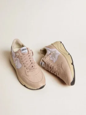 Damen-Sneaker „Running Sole“ aus Mesh und Nubuk mit silbernem Metallic-Lederstern