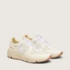Damen-Sneaker „Running Sole“ aus Mesh und weißem Nappaleder