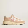 Damen-Sneaker „Running Sole“ aus Mesh und Wildleder mit rosa Stern und silberner Fersenlasche