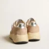 Damen-Sneaker „Running Sole“ aus Mesh und Wildleder mit rosa Stern und silberner Fersenlasche