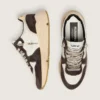 Damen-Sneaker „Running Sole“ aus Nappa und braunem Wildleder mit einem Stern aus Swarovski-Kristallen
