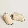 Damen-Sneaker „Running Sole“ aus Nappaleder mit rosa Lederstern und blauer Lederlasche an der Ferse