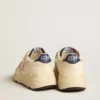 Damen-Sneaker „Running Sole“ aus Nappaleder mit rosa Lederstern und blauer Lederlasche an der Ferse