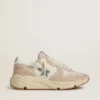 Damen-Sneaker „Running Sole“ aus Nylon und Wildleder mit silbernem aufgedrucktem Stern und Lederlasche an der Ferse