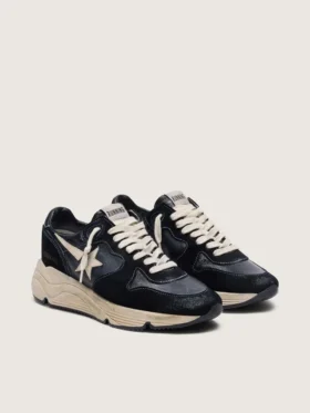 Damen-Sneaker „Running Sole“ aus schwarzem Nappa und Wildleder