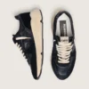 Damen-Sneaker „Running Sole“ aus schwarzem Nappa und Wildleder