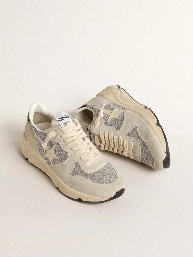 Damen-Sneaker „Running Sole“ mit Swarovski-Kristallen und elfenbeinfarbenem Stern verziert