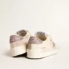 Damen-Stardan aus Nappa und Wildleder mit rosa Glitzerstern und Fersenlasche