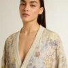 Damen-Strickjacke mit Blumenprint und Stickerei