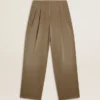 Damenhose aus khakifarbener Baumwolle