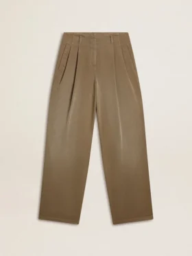 Damenhose aus khakifarbener Baumwolle