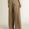Damenhose aus khakifarbener Baumwolle