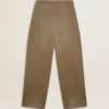 Damenhose aus khakifarbener Baumwolle