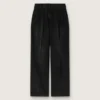Damenhose aus schwarzem Baumwoll-Denim mit Used-Look