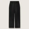 Damenhose aus schwarzem Baumwoll-Denim mit Used-Look
