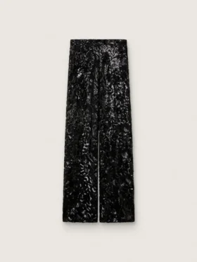 Damenhose aus Tüll mit Blumenstickerei aus schwarzen Pailletten