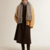 Damenjacke aus Schafsleder mit breitem Shearling-Schalkragen