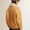 Damenjacke aus Schafsleder mit breitem Shearling-Schalkragen