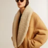 Damenjacke aus Schafsleder mit breitem Shearling-Schalkragen