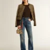 Damenjacke „Journey“ aus Wolltweed mit kaffeefarbenen Wildlederdetails