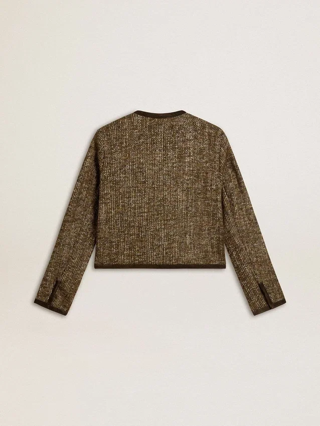 Damenjacke „Journey“ aus Wolltweed mit kaffeefarbenen Wildlederdetails