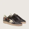 Damenmodell „Ball Star LTD“ aus Ebenholz-Nappa mit mehrfarbiger Stickerei und weißem Stern