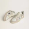 Damenmodell „Ball Star LTD“ aus Nappaleder und Wildleder mit silbernem Lederstern und Swarovski-Kristallen