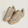 Damenmodell „Ball Star LTD“ aus Wildleder mit Stern aus Metallic-Leder und Fersenlasche aus Zebra-Ponyfell