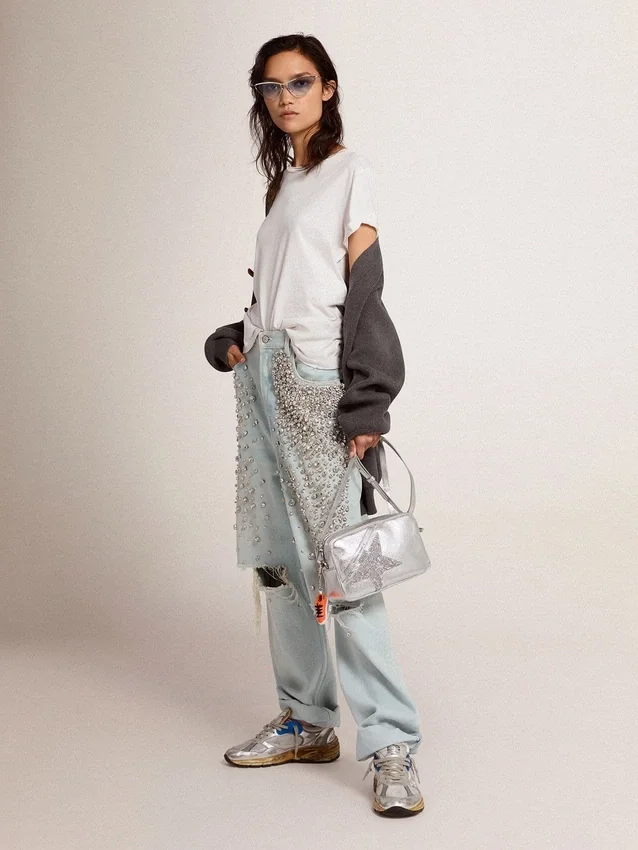 Distressed-Hemd für Damen in Regular-Fit in Weiß