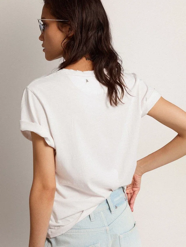 Distressed-Hemd für Damen in Regular-Fit in Weiß