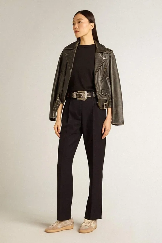 Distressed-Hemd für Damen in Regular-Fit, schwarz