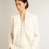 Doppelreihiger Damen-Blazer in gealtertem Weiß